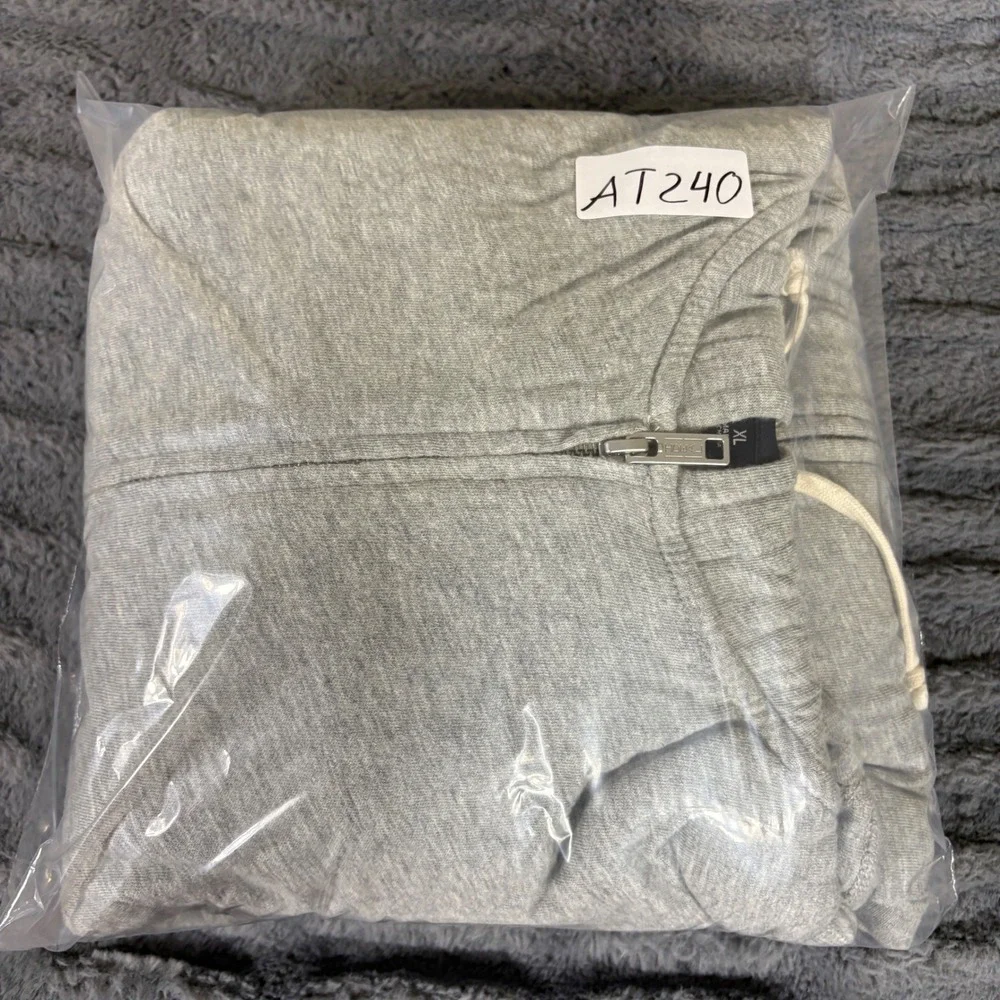 J.Crew Jeans Mens XL Heather Grey Waffle Lined Full Zip Hoodie Cotton Sweater